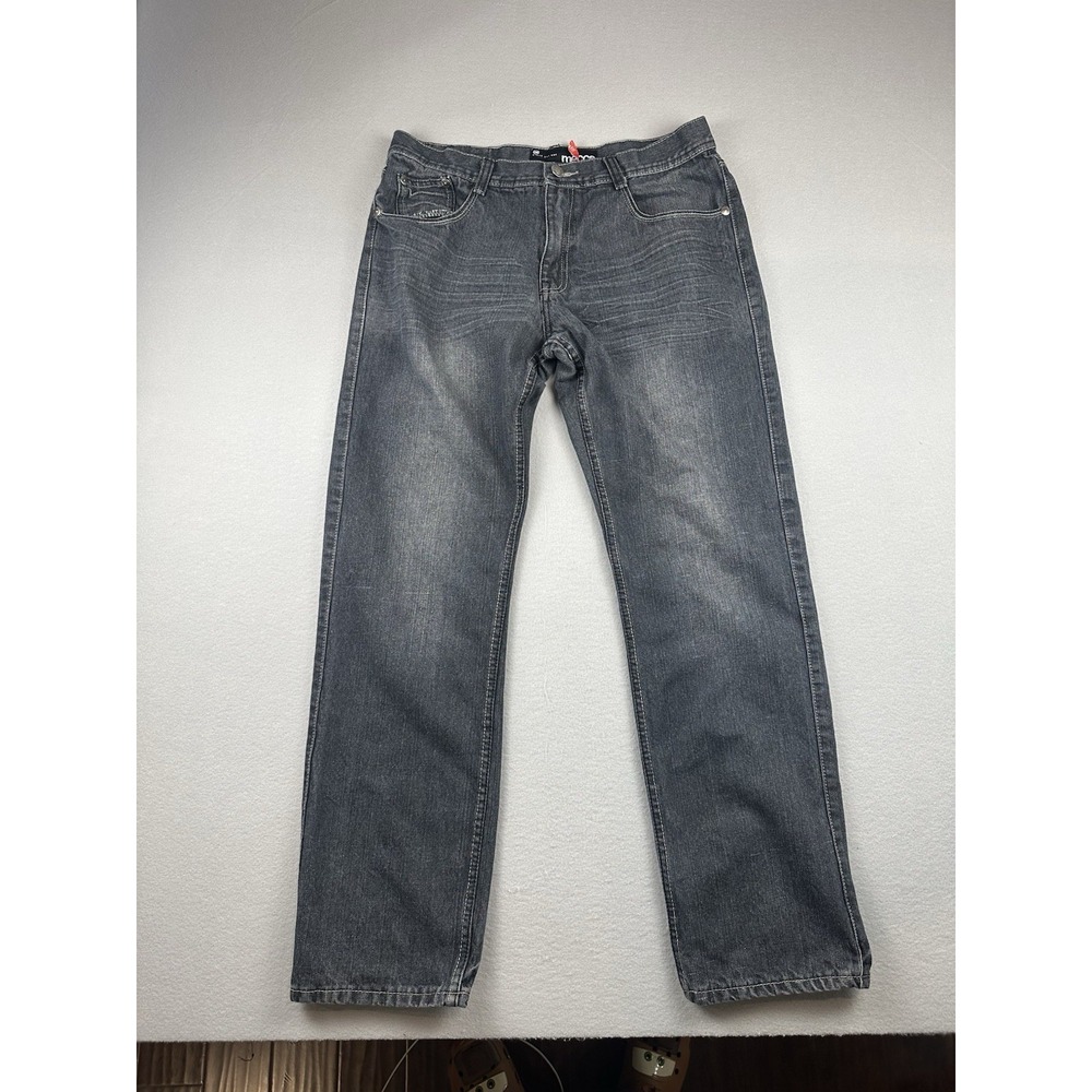 Mecca Mens Jeans 36x34 Gray Wash Denim Y2K Streetwear Embroidered Logo Straight